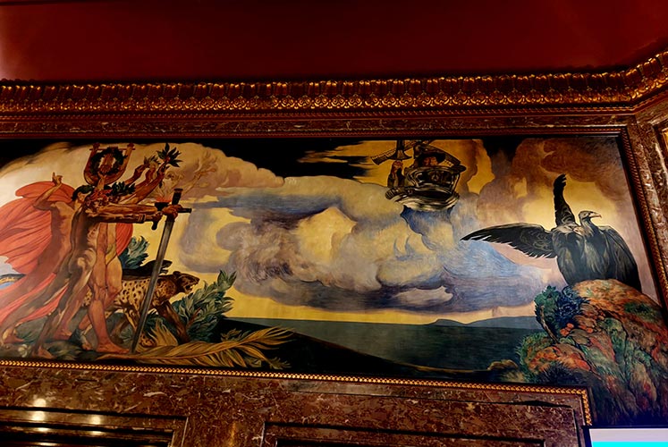 Mural con don Quijote en el vestíbulo del teatro de la ciudad de Lovaina.