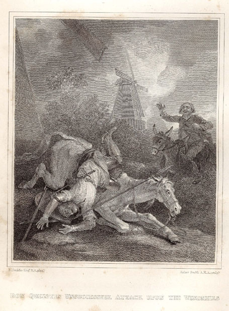 Don Quixote unsuccessful attack upon the windmills