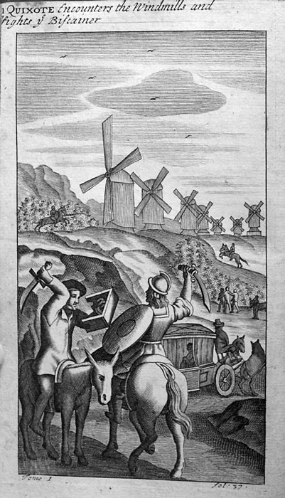 DON QUIXOTE Encounters the Windmills and / ffights y[?] Biscainer