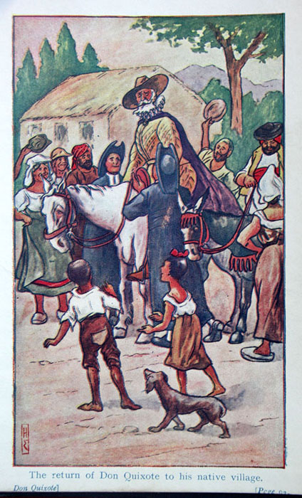 The return of Don Quixote to his native village.