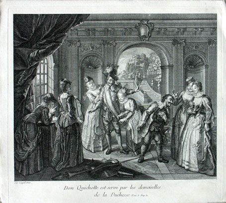 Don Quichotte est servi par les demoiselles / de la Duchesse Tom. 3. Chap. 31.