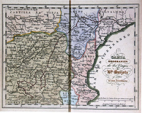 Carta geografica de los Viages de Dn. Quijote y sitios de sus Aventuras