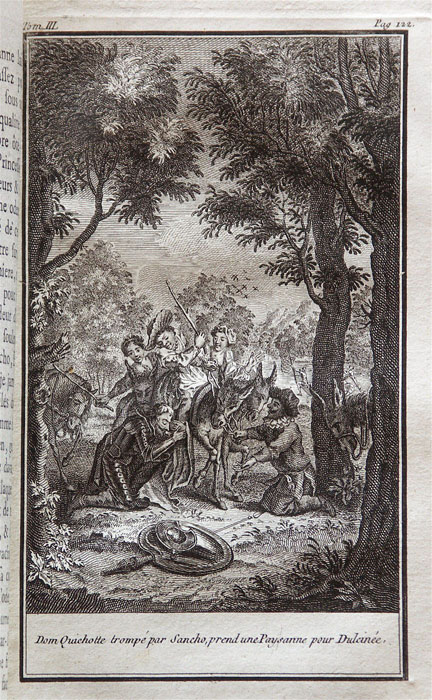 Dom Quichotte trompé par Sancho, prend une Paysanne pour Dulcinée.