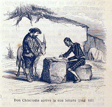 Don Chisciotte scrive la sua lettera (pag. 103).