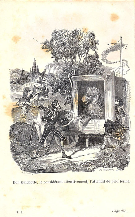 Don Quichotte, le considérant attentivement, l'attendit de pied ferme.