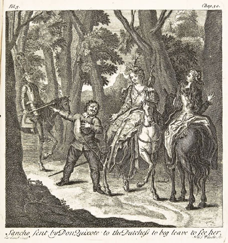 Sancho sent by Don Quixote to the Dutchess to beg leave to see her.