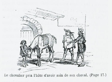 Le chevalier pria l'hôte d'avoir soin de son cheval.