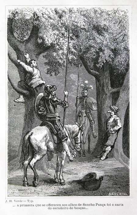 ...a primeira que se offereceu aos olhos de Sancho Pança foi o nariz do escudeiro do bosque...