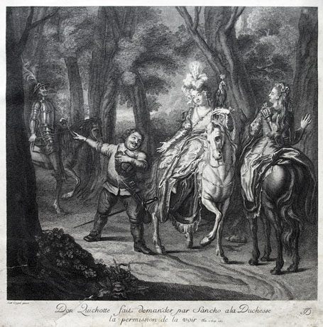 Don Quichotte fait demander par Sancho ala Duchesse la permission de la voir.