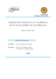 Análisis de la nutrición y del crecimiento en los recién nacidos de muy bajo peso