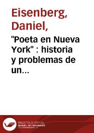 'Poeta en Nueva York' : historia y problemas de un texto de Lorca