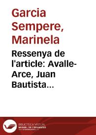 Ressenya de l'article:  Avalle-Arce, Juan Bautista (1993), 