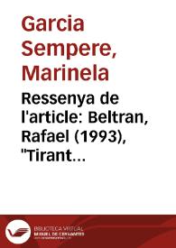 Ressenya de l'article: Beltran, Rafael (1993), 