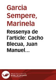 Ressenya de l'article: Cacho Blecua, Juan Manuel (1993b), 
