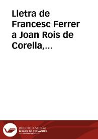 Lletra de Francesc Ferrer a Joan Roís de Corella, conservada al Ms. 7811. Lletres de Batalla, de la Biblioteca Nacional de Madrid