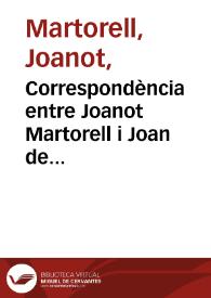 Correspondència entre Joanot Martorell i Joan de Monpalau