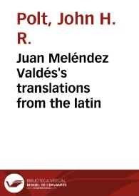 Juan Meléndez Valdés's translations from the latin
