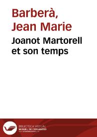 Joanot Martorell et son temps
