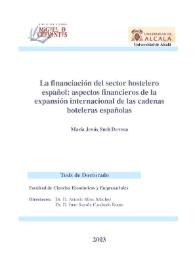 La financiación del sector hostelero español: aspectos financieros de la expansión internacional de las cadenas hoteleras españolas