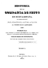 Historia de la Compañía de Jesús en Nueva-España. Tomo I