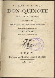 El ingenioso hidalgo Don Quixote de La Mancha. Tomo II