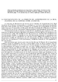 La documentación de la Comisión de Antigüedades de la Real Academia de la Historia sobre Andalucía