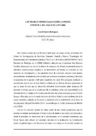 Coral García Rodríguez : ' Las traducciones italianas de la poesía española del siglo XX (1975-2000)'. (Madrid: UNED, 2003)