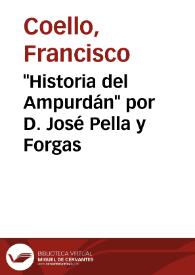 'Historia del Ampurdán' por D. José Pella y Forgas