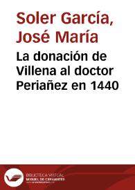 La donación de Villena al doctor Periañez en 1440