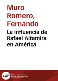 La influencia de Rafael Altamira en América