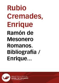 Ramón de Mesonero Romanos. Bibliografía