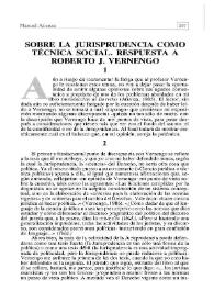 Sobre la jurisprudencia como técnica social. Respuesta a Roberto J. Vernengo
