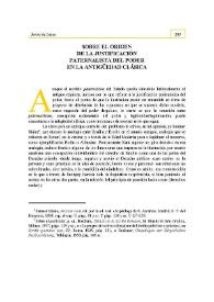 Sobre el origen de la justificación paternalista del poder en la antigüedad clásica