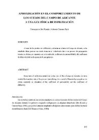 Aproximación en el comportamiento de los suelos del Campo de Alicante a una ley física de infiltración