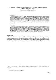 La instrucción y la enseñanza en la provincia de Alicante durante el siglo XX