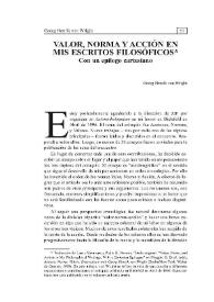 Valor, norma y acción en mis escritos filosóficos. Con un epílogo cartesiano