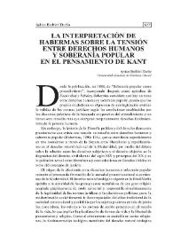 La interpretación de Habermas sobre la tensión entre Derechos Humanos y Soberanía Popular en el pensamiento de Kant
