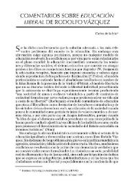 Comentarios sobre Educación Liberal de Rodolfo Vázquez