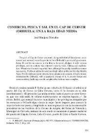Comercio, pesca y sal en el Cap de Cervera (Orihuela) en la Baja Edad Media