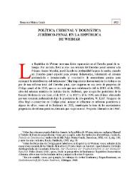 Política criminal y dogmática juridico-penal en la República de Weimar