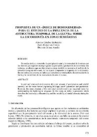 Propuesta de un 'índice de homogeneidad' para el estudio de la influencia de la 'estructura temporal de la lluvia' sobre la escorrentía en zonas...