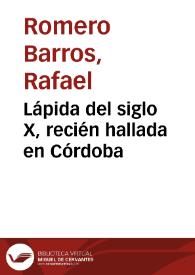 Lápida del siglo X, recién hallada en Córdoba