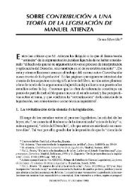 Sobre Contribución a una teoría de la legislación de Manuel Atienza