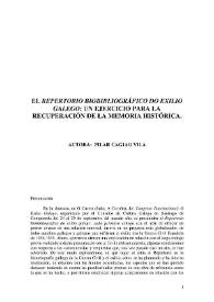El repertorio bibliográfico do exilio galego : un ejercicio para la recuperación de la memoria histórica