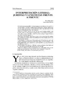 Interpretación literal: juristas y lingüísticas frente a frente