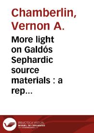 More light on Galdós Sephardic source materials : a reply to A. F. Lambert