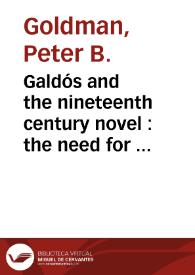 Galdós and the nineteenth century novel : the need for an interdisciplinary approach