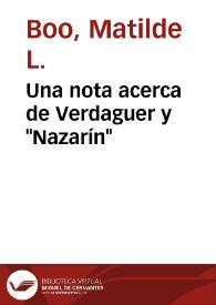 Una nota acerca de Verdaguer y 'Nazarín'