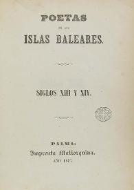 Poetas de las Islas Baleares : Siglos XIII y XIV