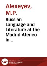 Russian Language and Literature at the Madrid Ateneo in the 1860s